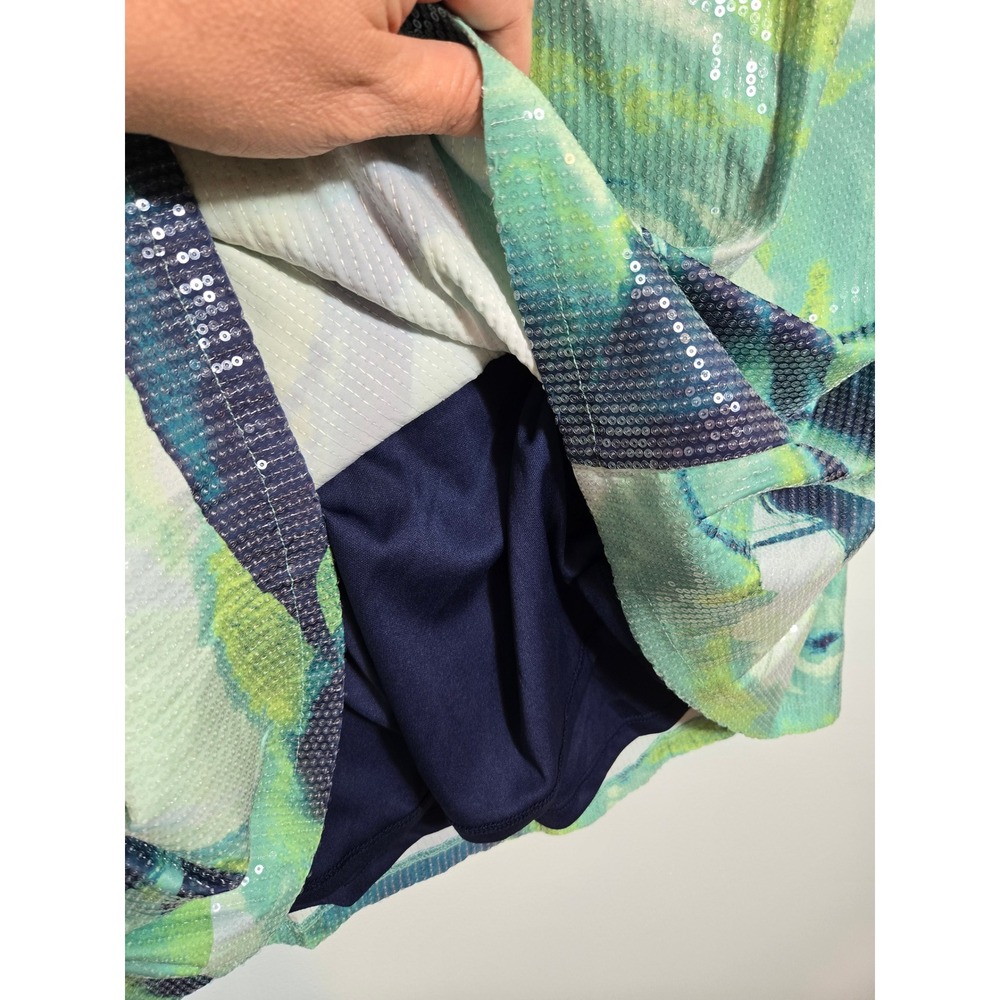 Nina Parker x Macys Neon Marble Sequin T-Shirt Dress Blue Green 1X 822-CSB053W - Picture 9 of 9